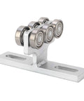 Domary Electric Hoist Trolley Roller Assembly 6 Wheel Heavy Duty Strut Channel Unit with steel wheels and mount plate.