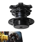 Steering Wheel Quick Release Hub Boss Kit Six Hole Snap Off Adapter Built Dang Tough Steel for easy swaps, satin black finish.