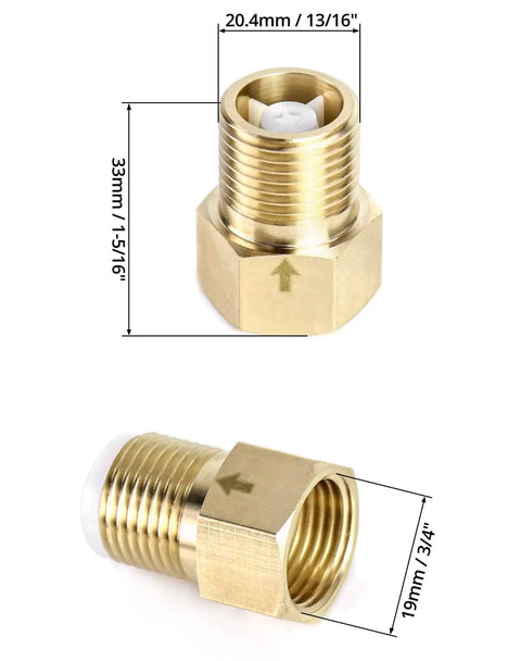 Two Pack Brass One Way Check Valve One Half Inch Female To One Half Inch Male Thread Backflow Preventer For Gas And Liquids
