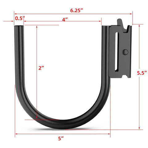 Dimensions of E Track J Hooks Heavy Duty Hanging Hooks For Trailers with 1400 lb capacity and powder-coated steel.