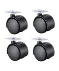 Slick Rolling 4 Pack Of Heavy Duty Nylon Swivel Caster Wheels, 40mm wide, black nylon wheels for office desks and workbenches.
