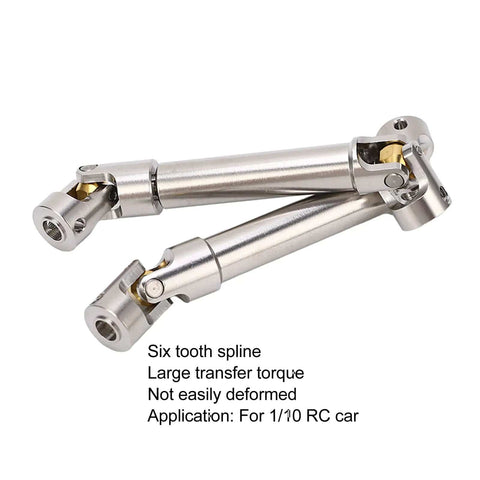 Beefy Stainless Steel RC Drive Shaft M4 2 Pack For 1/10 Scale Crawlers With Universal Six Tooth Spline Brass Ball End 91mm