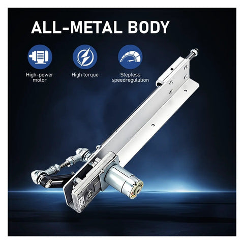 Heavy Duty Reciprocating Linear Actuator 12 Volt 24 Volt DC Motor with all-metal body for robust shop and rig applications.