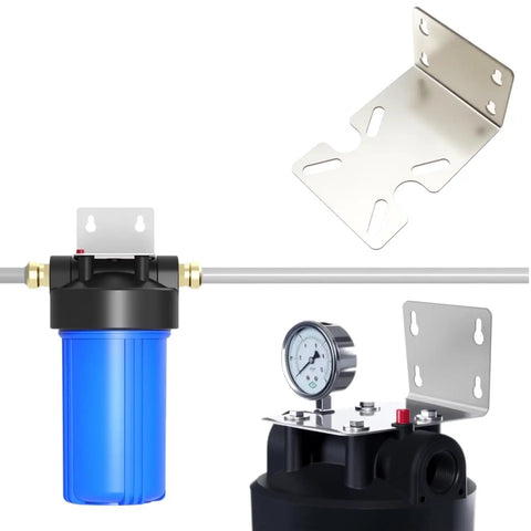 Stainless Steel Water Filter Housing Bracket for RO Systems, Heavy Duty Mounting Bracket for 10 Inch and 20 Inch Housings.
