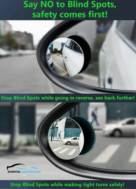Two Pack 2 Inch Round Blind Spot Mirrors With Rust Resistant Frame And HD Real Glass For Cars SUVs shown in use