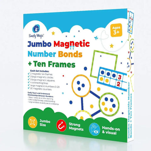 Box of 84 Piece Magnetic Number Bonds and Magnetic Ten Frames Set for Classroom Use with Jumbo Ten Frames and Math Counters