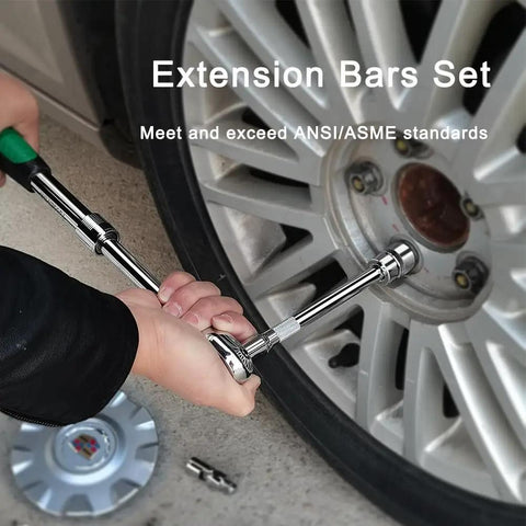 Using 3/8 Inch Drive Extension Bar Set With Universal Joint Socket Includes 3, 6, And 10 Inch Extensions Chrome Vanadium Steel