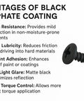 150 Count Pro Grade Heavy Duty Self Drilling Sheet Metal Screws With Phillips Modified Truss Head One Half Inch Long Black Phosphate Finish Self Tapping For Quick One Step Install On Metal Studs And Wire Lath showing advantages of black phosphate coating