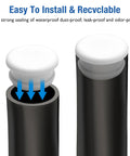 Two white silicone hole plugs for 1-1/2-inch round holes; snap-in locking design