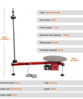Semi Automatic Electric Stretch Film Dispenser with 25W Motor, 30 RPM, 110V, for 12 to 28 Inch Film, red unit with specs