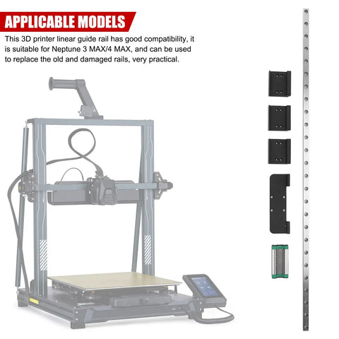 Linear Rail Guide Kit For Neptune 3 MAX And Neptune 4 MAX Upgrade shown with rail and brackets