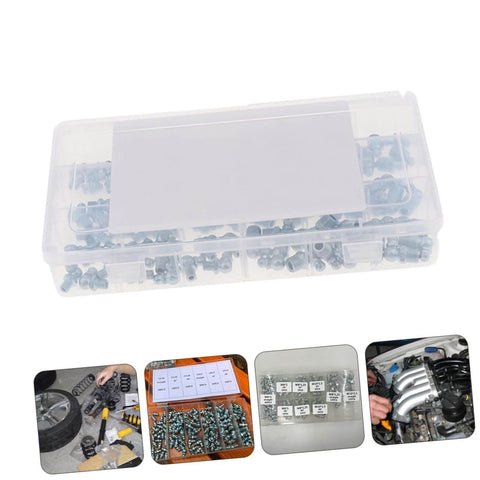 All-In-One 260Pc Hydraulic Grease Fitting Replacement Kit For Cars, Trucks, ATVs, And Motorcycles with organized case