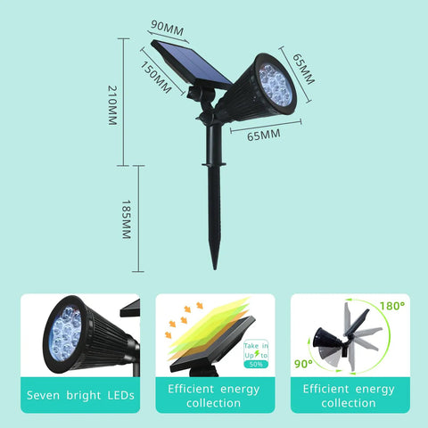 Solar Powered Outdoor Spotlights With 7 LEDs 2 In 1 Waterproof Landscape Lighting For Lawn Trees Patios Walkways 4 Pack