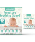 Baby Furniture Edge Protector Crib Rail Teething Guard With Plush Foam Bumpers For Toddler Safety, packaging with baby chewing on crib rail