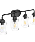 4 Lights Black Vanity Light Fixtures Over Mirror With Clear Glass Shades Industrial Vibe Wall Sconce For Bathroom Dimmable With E26 Socket