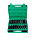 Straight Up Shop Beast Half Inch Drive Socket Set With Metric Deep Sockets in green case, featuring 20 black impact-ready sockets.