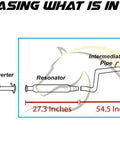 Diagram of Beefed Up Stainless Steel Exhaust System Kit With Resonator And Intermediate Pipe for Chevrolet Impala 2006 2011 3 5L
