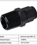 6AN Female To One Quarter Inch NPT Male Swivel Fitting Aluminum Black Anodized Two Pack For High Pressure Lines 1500 PSI Capacity Lightweight 6061 T6 Automotive Hydraulic Fuel Adapters, black aluminum fitting