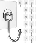Heavy Duty Adhesive Hooks 44 Lb Max 20 Pack No Drill No Nails Wall Hangers Self Adhesive Clear Removable for bathroom kitchen