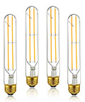 Dimmable 6W Edison Tubular LED Bulbs T10 T30 With E26 Base 4000K Daylight White Filament 60W Incandescent Equiv Pack Of 4