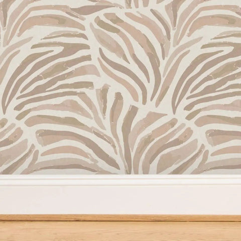 Total Knockout Modern Animal Print Vinyl Wallpaper Featuring A Slick Leather Texture Dang Durability Commercial Grade Wallcovering Easy Paste Install Home Upgrade - Beige zebra print design.