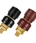 No Sweat M10 Remote Battery Terminals And 250 Amp Jump Post For Quick Terminal Relocation Easy Panel Mount With Solid Brass Core Red Black Pair For Your Ride close-up view of remote battery jump posts