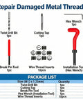 M12 X 1.25 Thread Repair Kit With Helicoil Inserts And HSS Drill Bit, 10 piece set showing tools and wire thread inserts