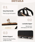 Close-up details of Wheeled Laptop Bag For Women 16 Inch Rolling Briefcase showing easy grip handle, lockable zipper, and bottom support.