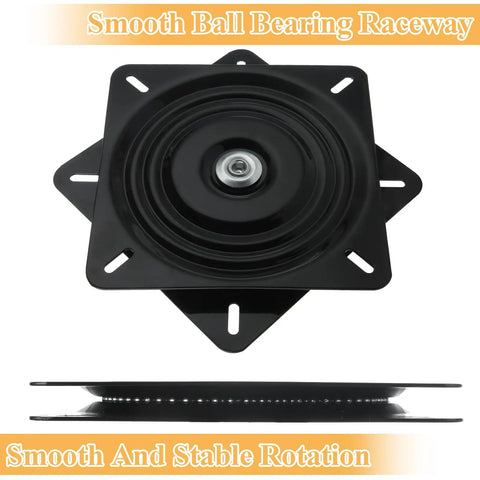 2 Pack 10 Inch Bar Stool Swivel Plate With 360 Degree Rotation, Heavy Duty 500 lb Capacity Square Seat Base, top and side view