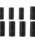 8 Piece Tap Socket Set With One Quarter And Three Eighths Drive Square To Square Adapters Double Head Ratchet Converter