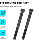Herman Miller Aeron Arm Bolts Replacement Kit With Hexagon Spanner, 2 Pack, Black, High Strength Grade 12.9 Alloy Steel