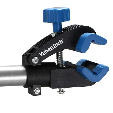 Close-up of 360-degree clamp on Beast Bicycle Repair Stand With Telescopic Arm Adjustable Height Heavy Duty Iron Construction