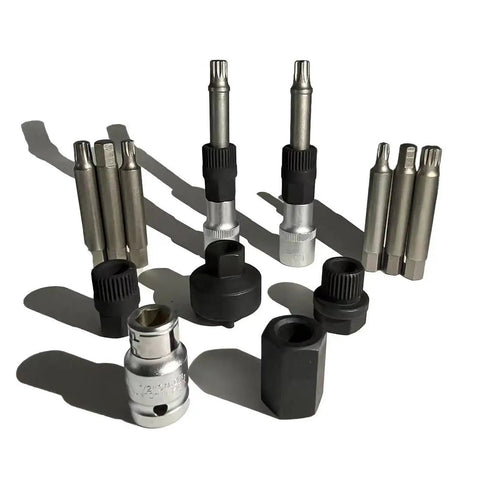 Rock Solid 13 Piece Engine Pulley Disassembly Set For Your Ride With Heavy Duty Wrench Tools To Break Down Belts And Fix Slipping Issues Like A Boss, 13 steel pieces