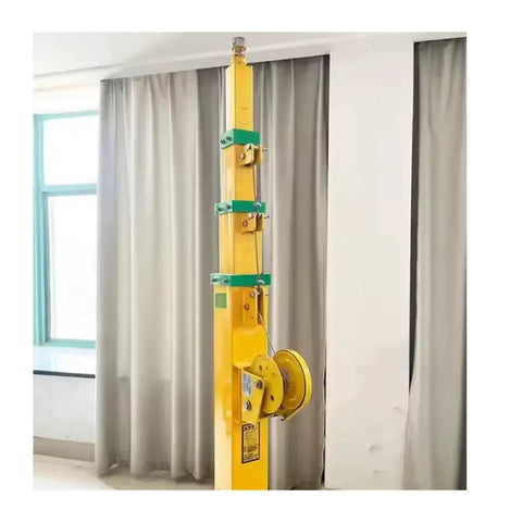 Rock Solid 8 Meter Hand Winch Telescopic Mast with segmented buckle locks and manual crank for adjusting height.