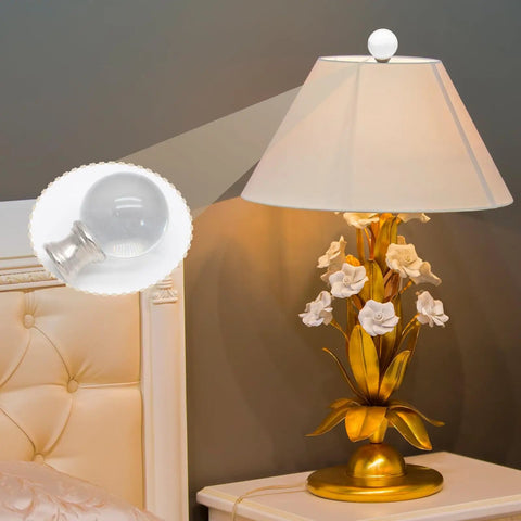 Fresh Glass Crystal Lamp Finials Featuring A Slick Silver Base A Top Shelf Two Pack on a decorative lamp with flowers.