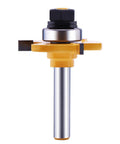 No Nonsense Tongue And Groove Router Bit Set With T Shape And 1/4 Inch Shank featuring anti kickback guard and steel body.