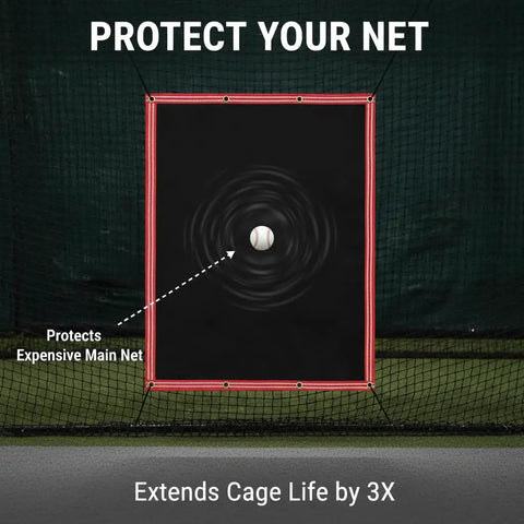 4x6 Foot Batting Cage Backstop For Baseball And Softball Training, heavy duty target cloth with baseball impact mark
