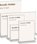 8.5 By 11 Acrylic Sign Holder Three Pack Vertical Double Sided Display Stands Clear For Desk And Counter Use