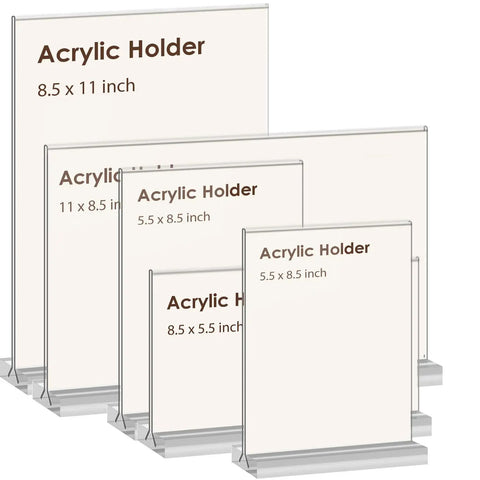 8.5 By 11 Acrylic Sign Holder Three Pack Vertical Double Sided Display Stands Clear For Desk And Counter Use