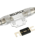 Heavy Duty Inline ANL Fuse Holder With 300 Amp ANL Fuse Solid Nickel Plated Build For 0 2 4 AWG Wiring Clear Cover.