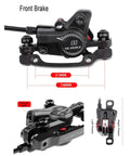 Front Hydraulic Disc Brake Kit For Mountain Bikes And Ebikes With Two Piston Aluminum Caliper PM IS Adapter Mount, sleek black finish.