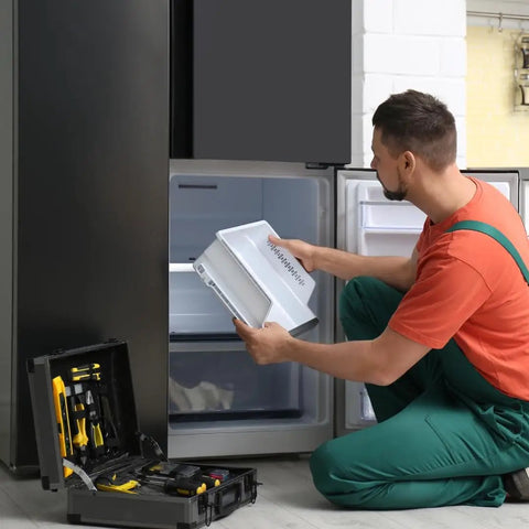 Man installing Easy Install Refrigerator Ice Maker Replacement Kit For Whirlpool And Kenmore Fits Side Wall Mounts Quick Clip On