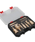 Premium 12 Piece Hole Saw Kit Built Tough For Drilling Glass Ceramic And Stone With Heavy Duty Brazing Technology For Precise Cuts From 6 To 35mm Diameter In Any DIY Project, open case