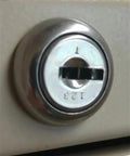 Custom Cut File Cabinet And Cubicle Desk Replacement Key That Goes Like A Charm, Boss Level Security Lock Code Match, Heavy Duty Metal Hardware For Office Furniture Smooth Operation - close-up of filing cabinet lock.