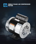 1HP Air Compressor Electric Motor, 5/8 Inch Keyed Shaft, 56 Frame, Single Phase 115/230V, 3450 RPM, CCW Rotation, Commercial Duty