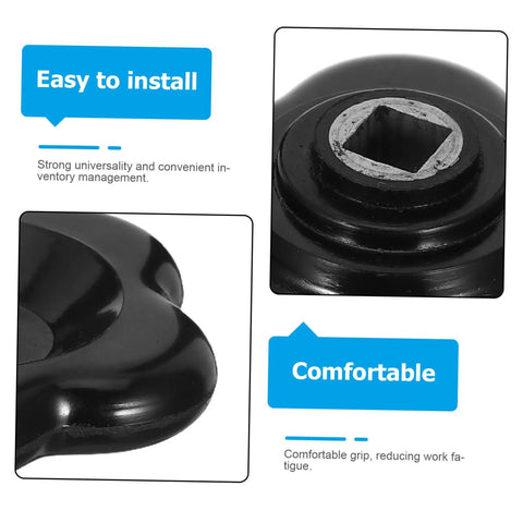 Close-up of Black Bakelite Spigot Handle Replacement Knobs 6CM 6STAR Fit 8X8MM Stem Hole, ergonomic grip detail.