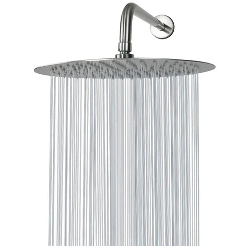 Bangin Ultra Thin 12 Inch Rain Shower Head With Pressure Boost And High Flow, stainless steel rainfall head, brushed nickel finish