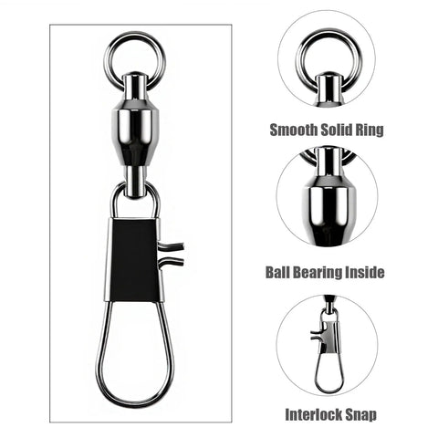 Saltwater Ball Bearing Snap Swivels Kit With Copper Alloy Body And Stainless Rings And Snaps, beefy black nickel swivel