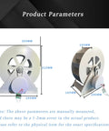 100W Waterwheel Hydroelectric Generator For Off-Grid Power, showing front and side views with dimensions labeled in millimeters.