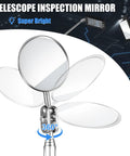 Telescoping Inspection Mirror Set With LED Light For Cars And Small Parts, flexible reach, shown with 360-degree rotation feature